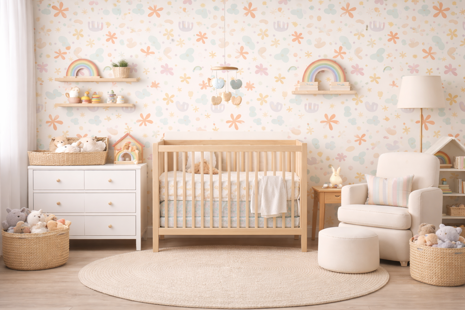Peel and Stick Floral Wallpaper for Girls Bedrooms and Nurseries