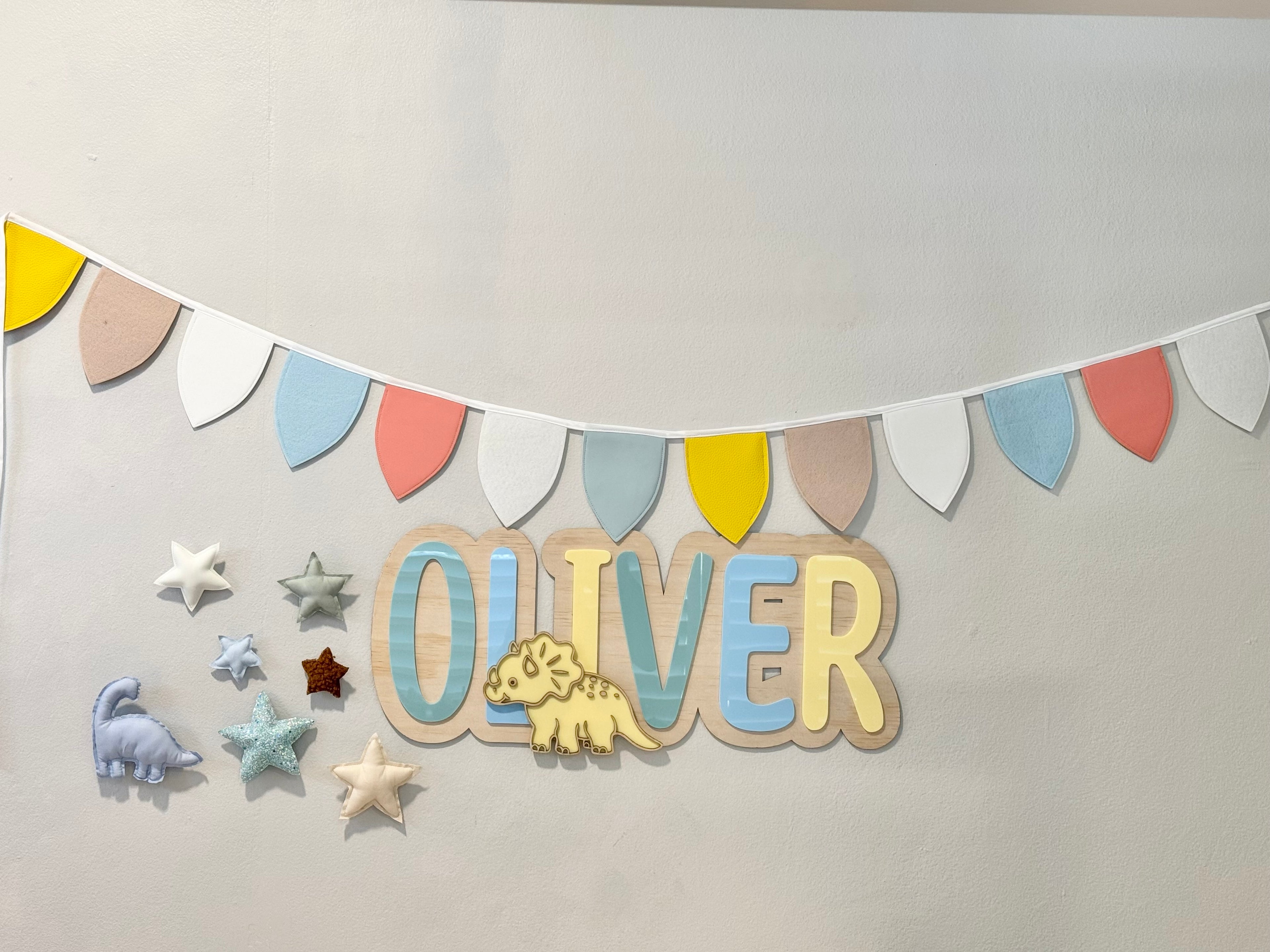 Large Timber Rainbow Name Plaque β Custom Kids Room Decor