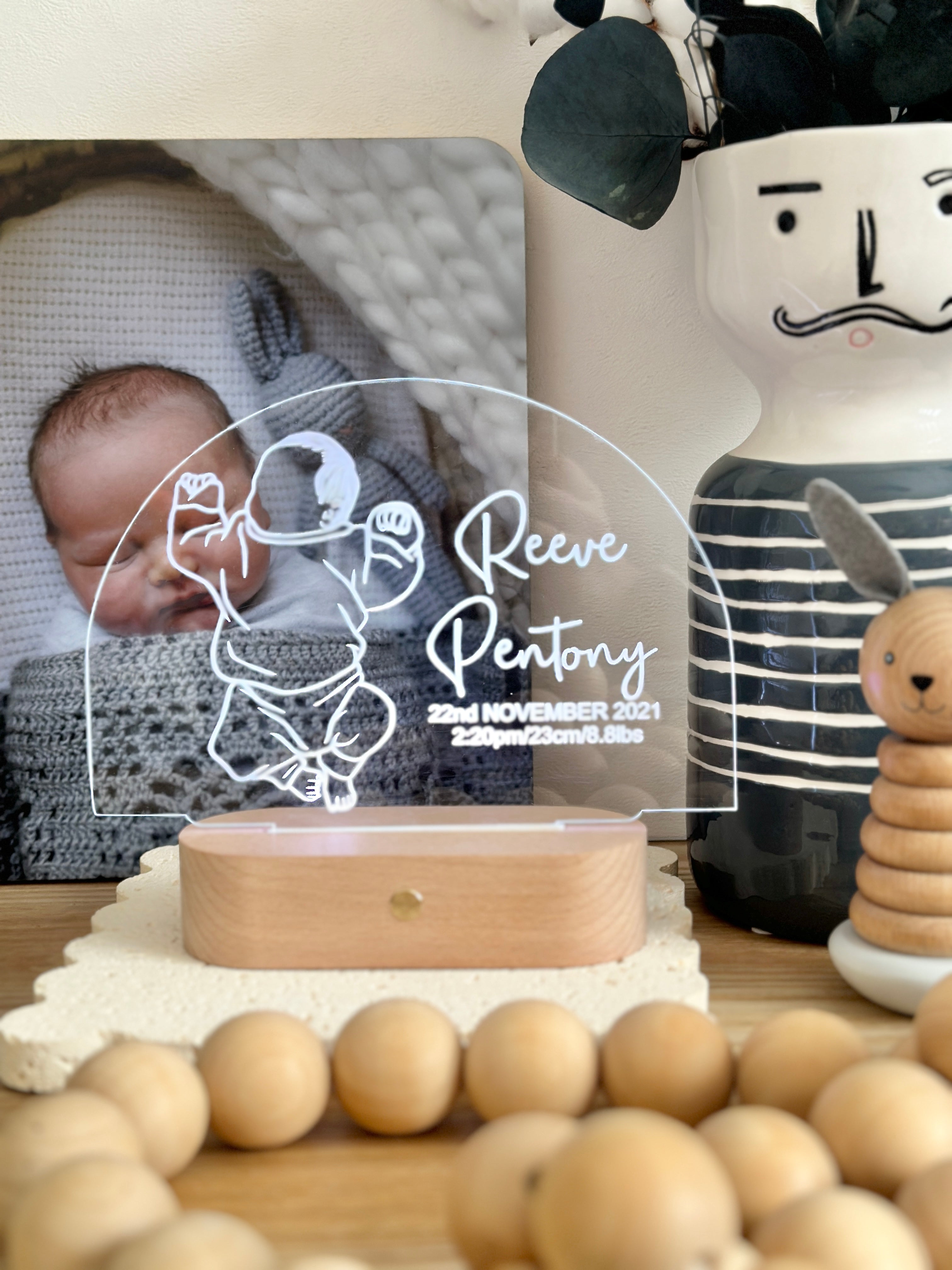 Personalised Baby Keepsake Night Light – Custom LED Light