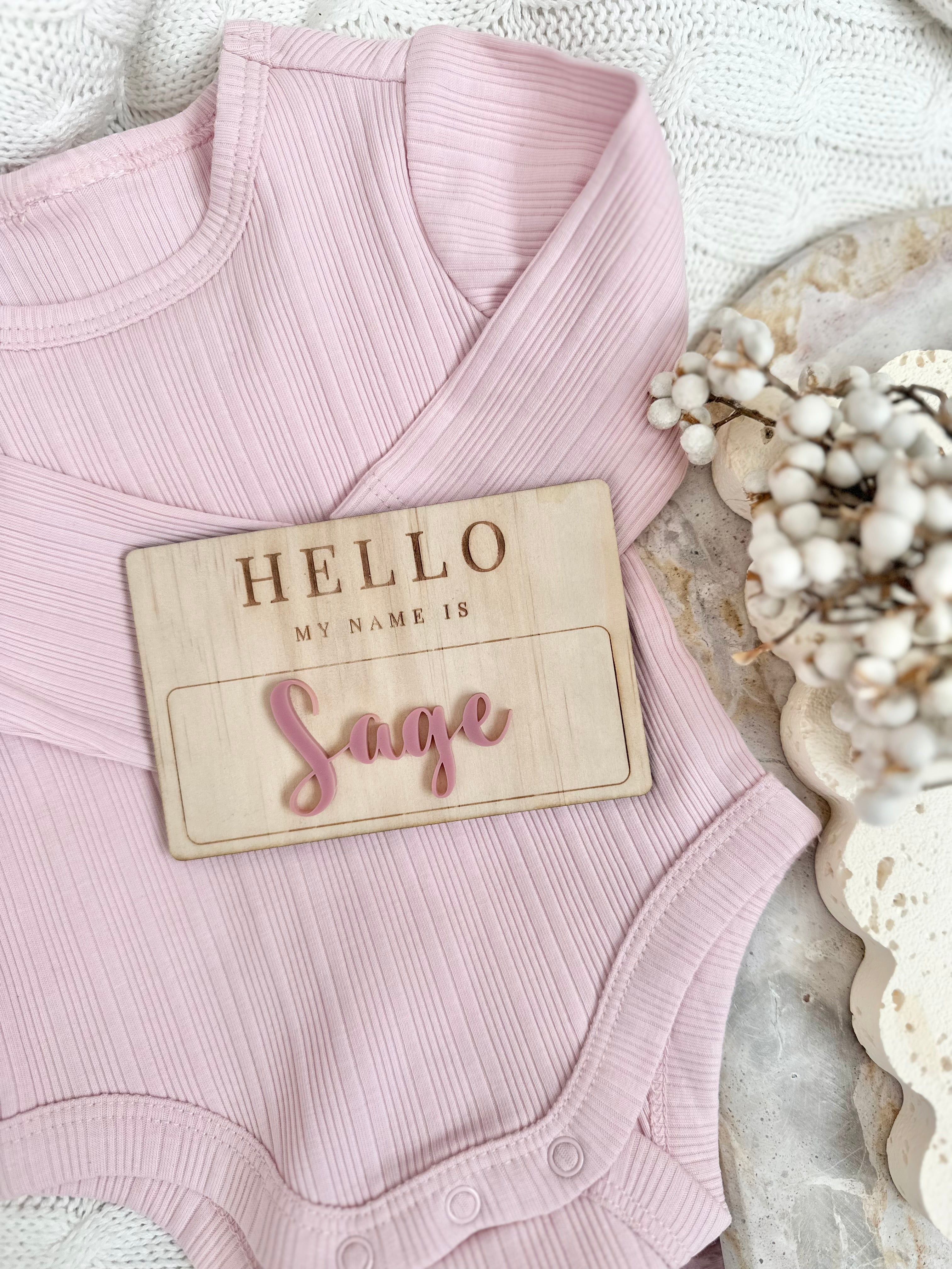 Personalised Wooden Baby Name Announcement Plaque