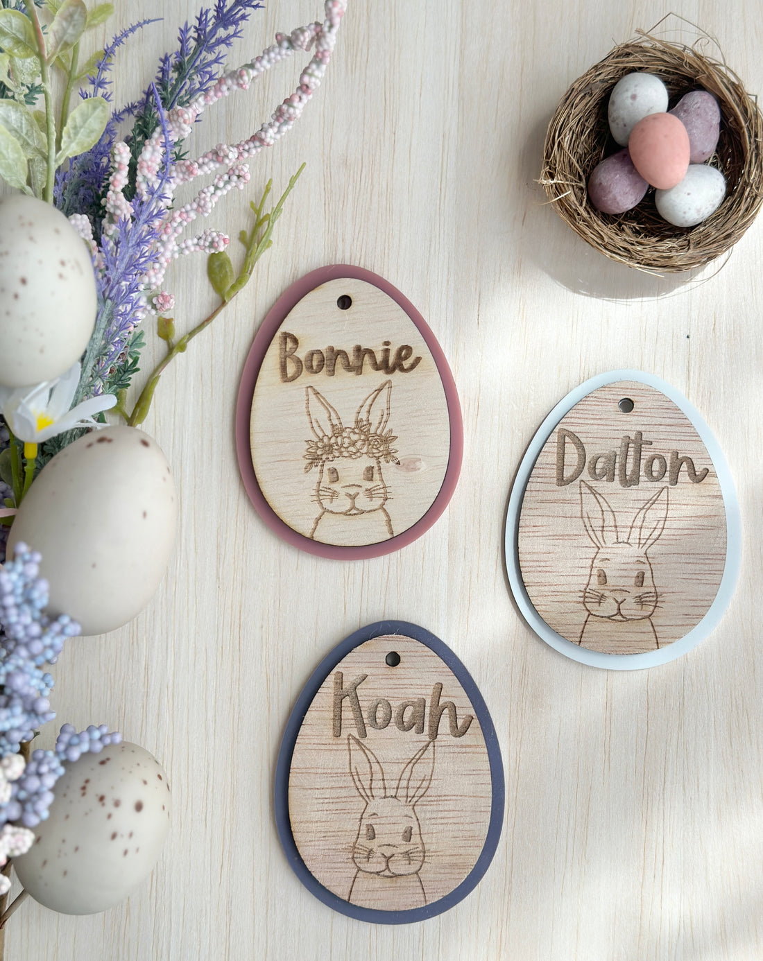 Wooden Bunny Keepsake Tags- Personalised Easter Name Tags