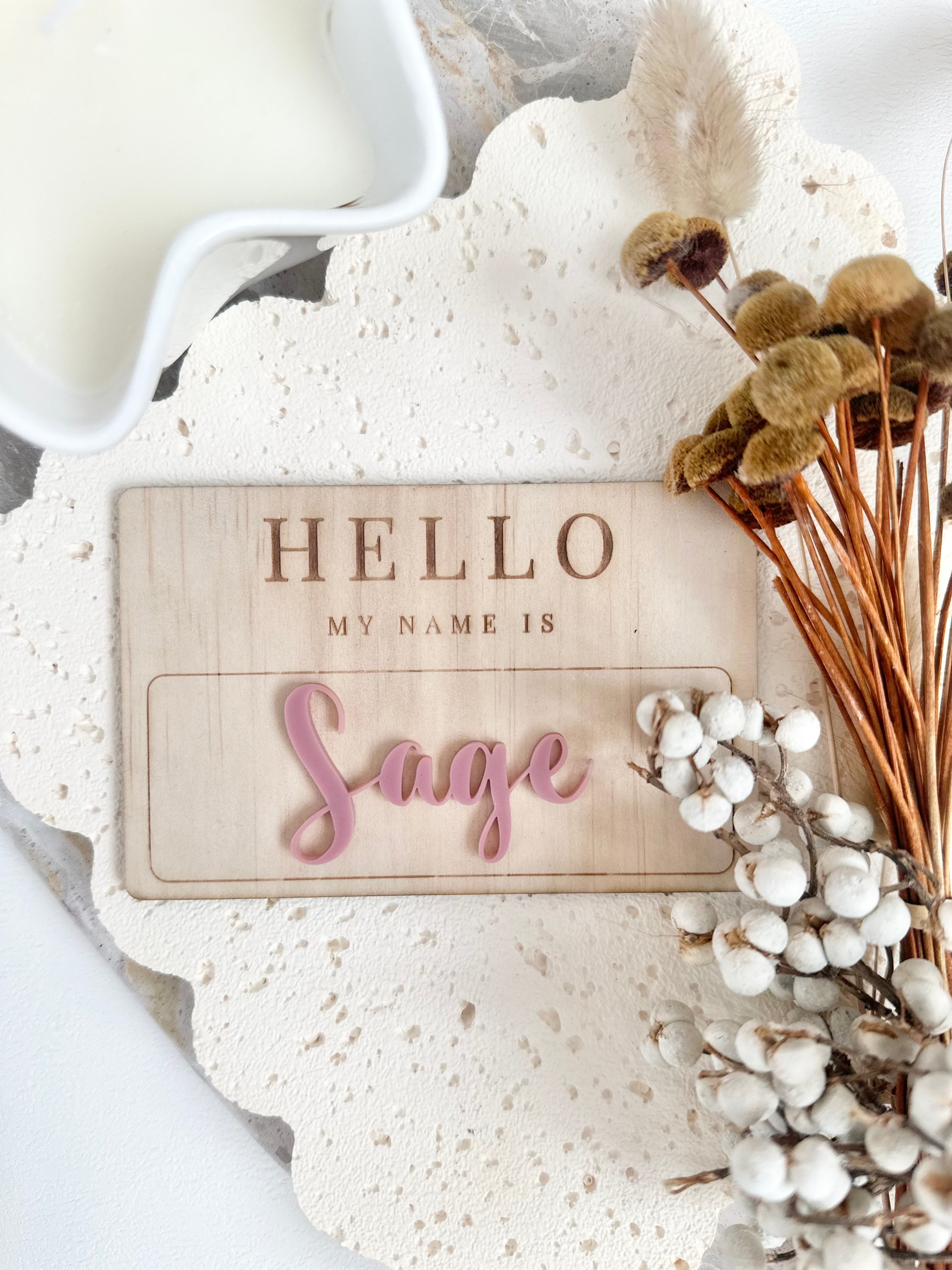 Personalised Wooden Baby Name Announcement Plaque