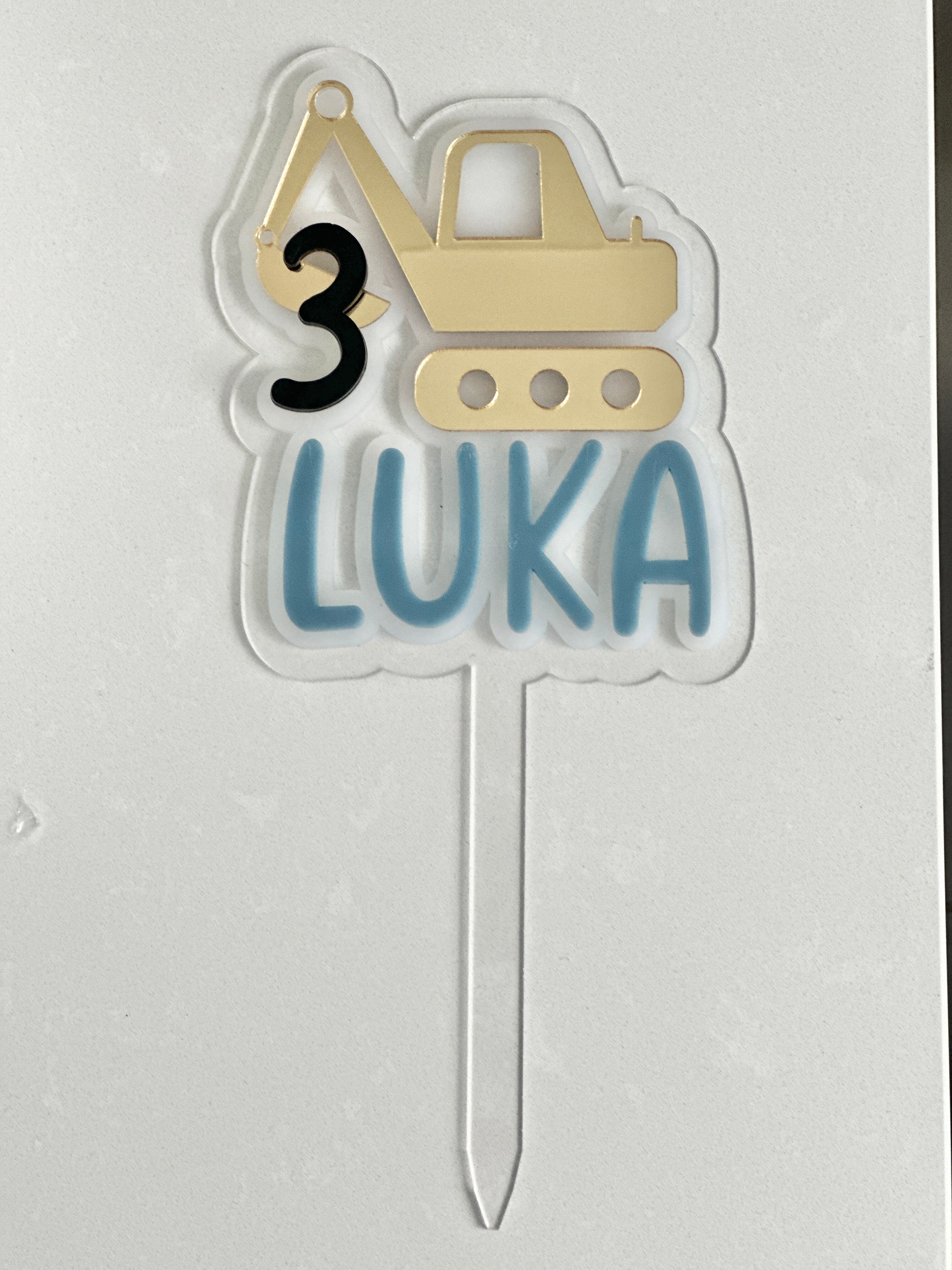 Digger Cake Topper – Custom Construction-Themed Cake Decoration