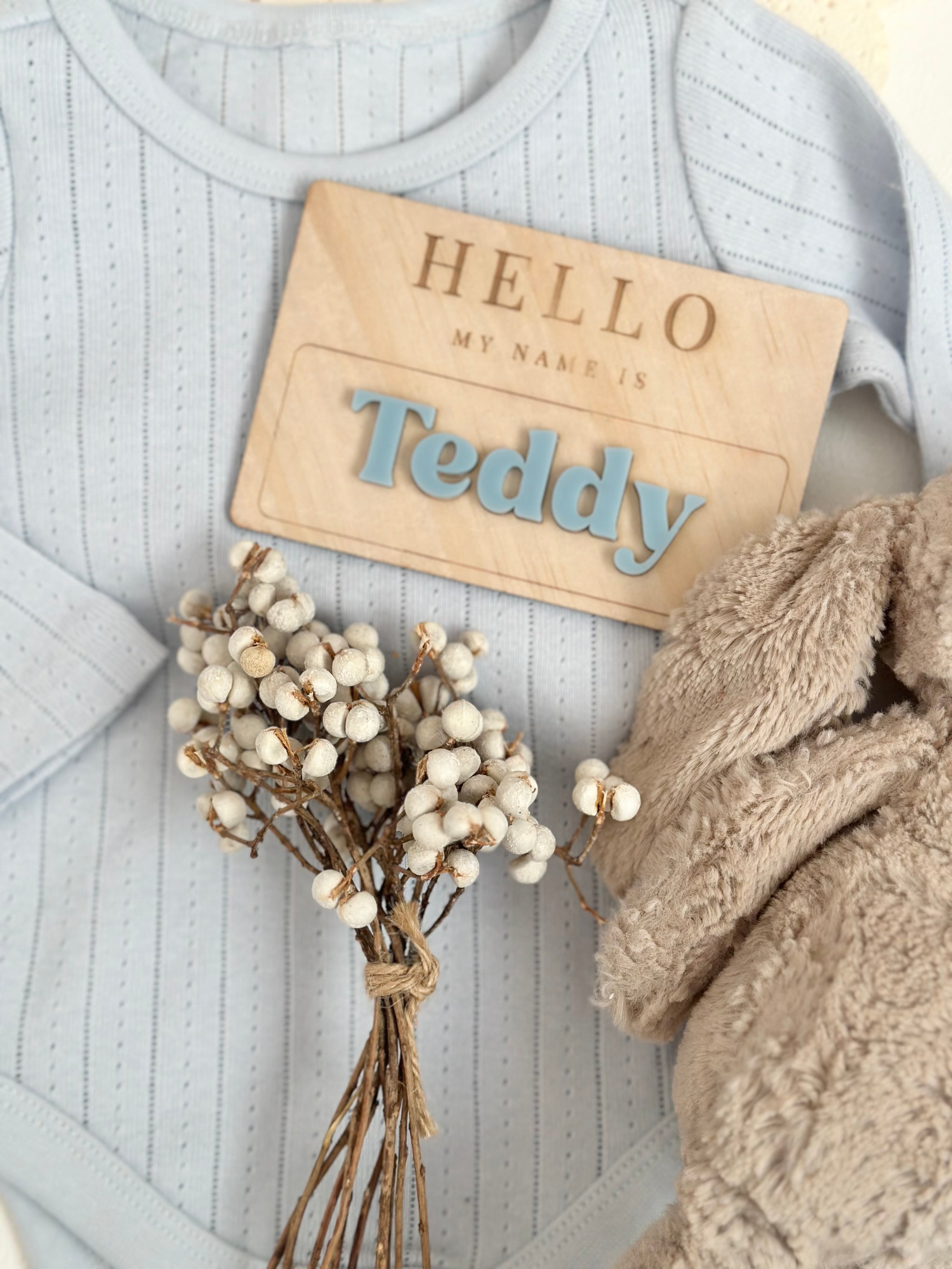 Personalised Wooden Baby Name Announcement Plaque