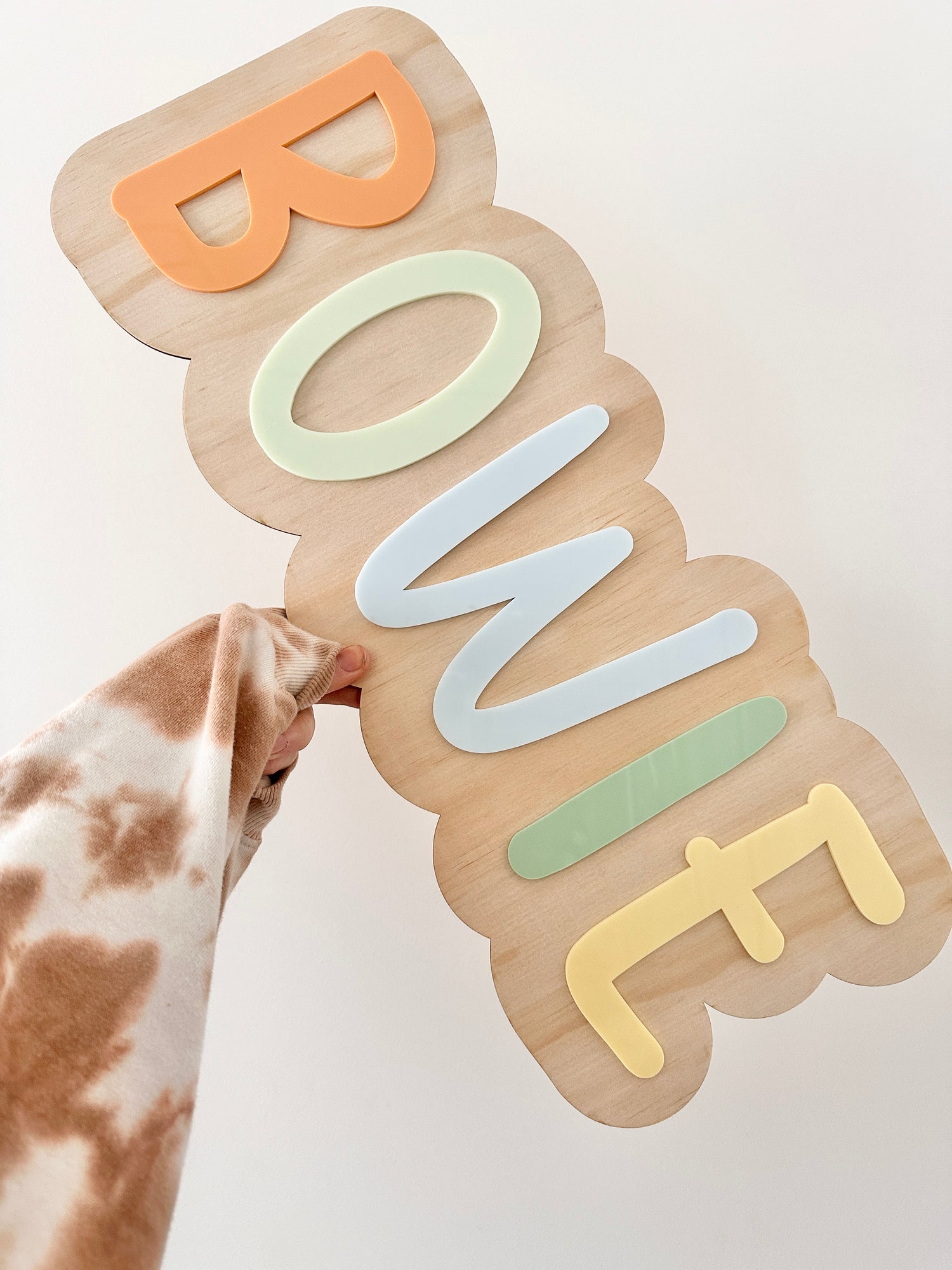 Large Timber Rainbow Name Plaque β Custom Kids Room Decor