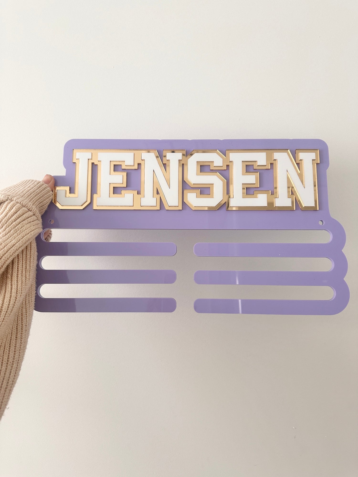 Personalised Medal Holder – Custom Acrylic Display with Sports Font