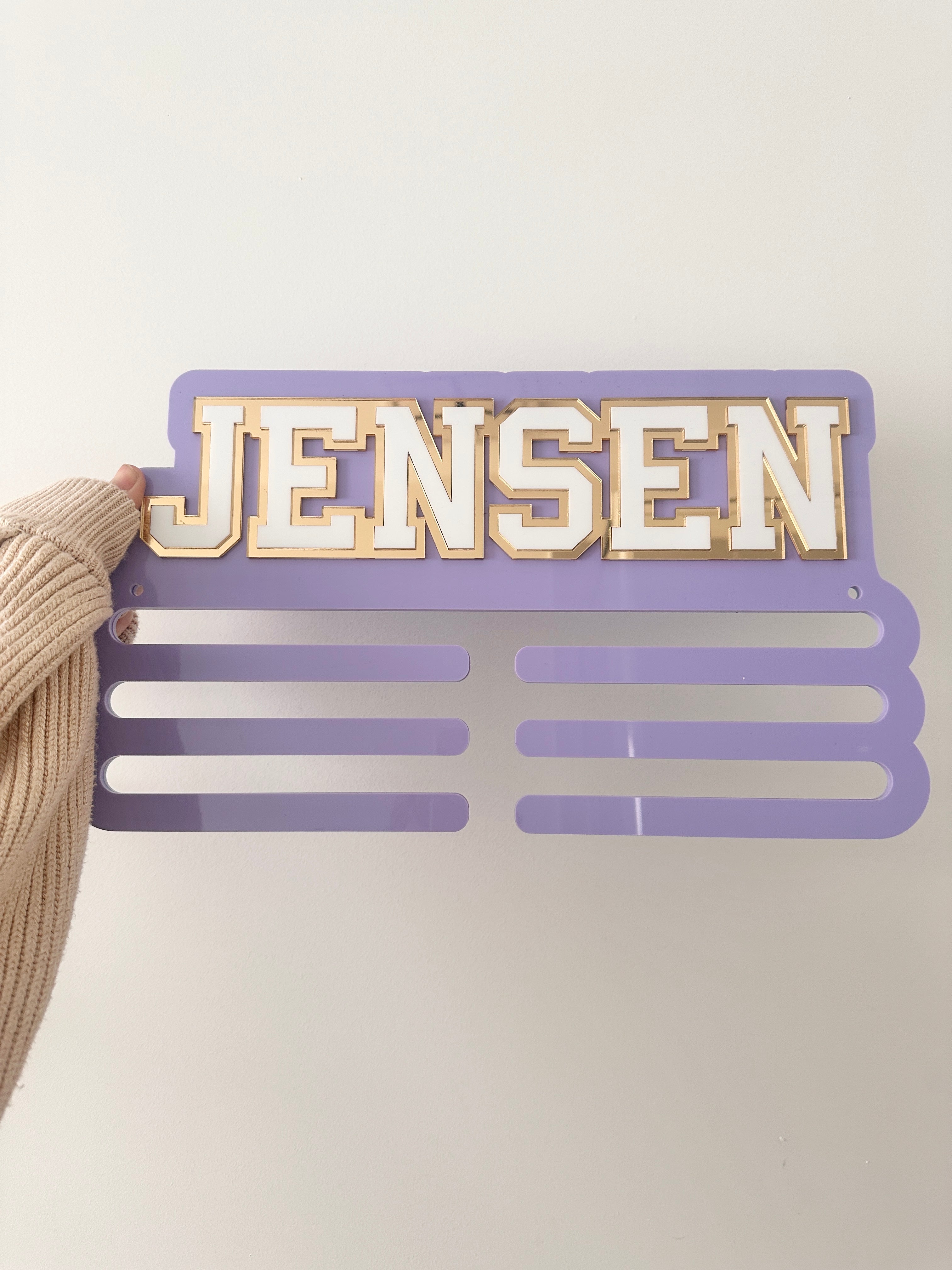 Personalised Medal Holder – Custom Acrylic Display with Sports Font