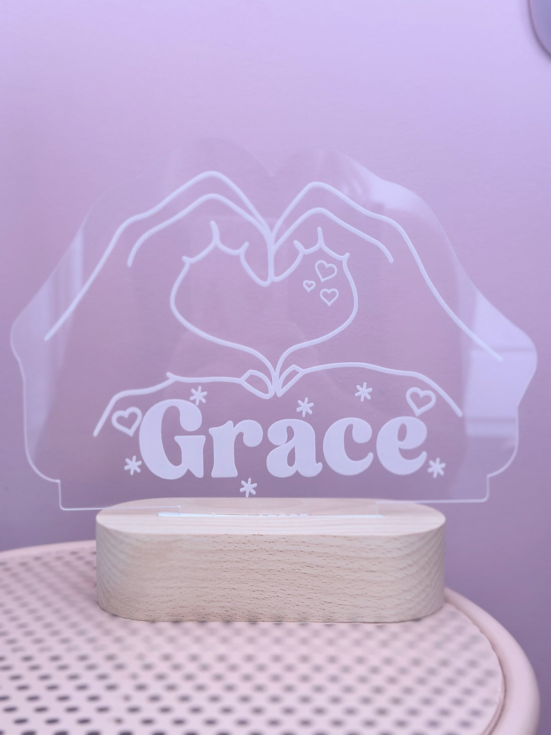Heart Hands Night Light – Personalised LED Glow for Swifties 💖✨