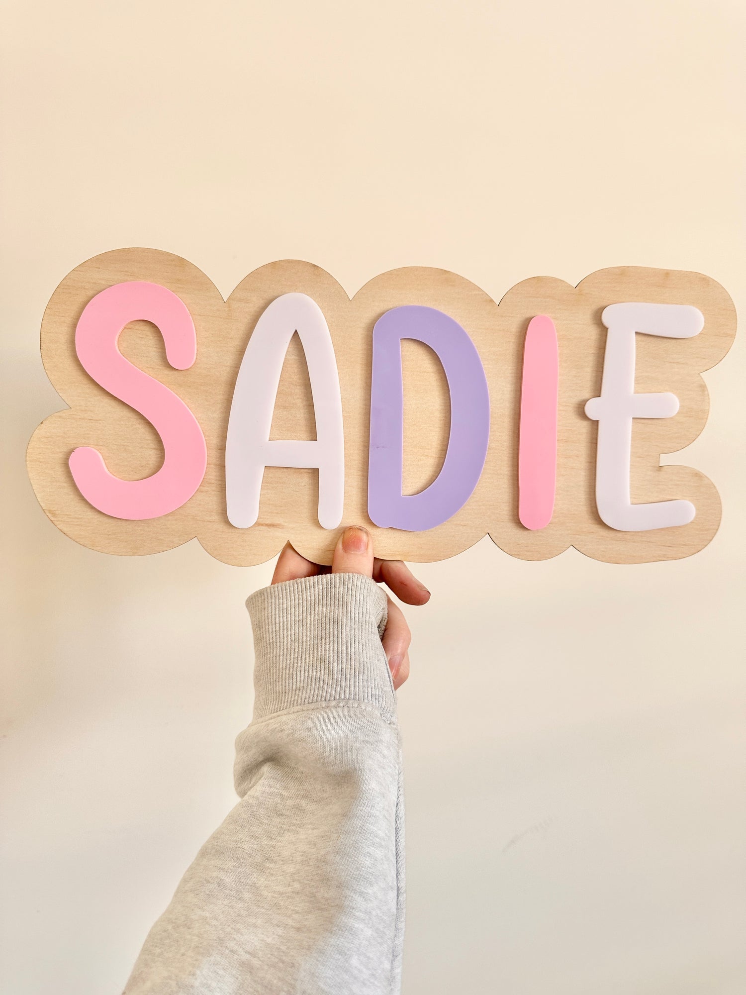 Large Timber Rainbow Name Plaque β Custom Kids Room Decor