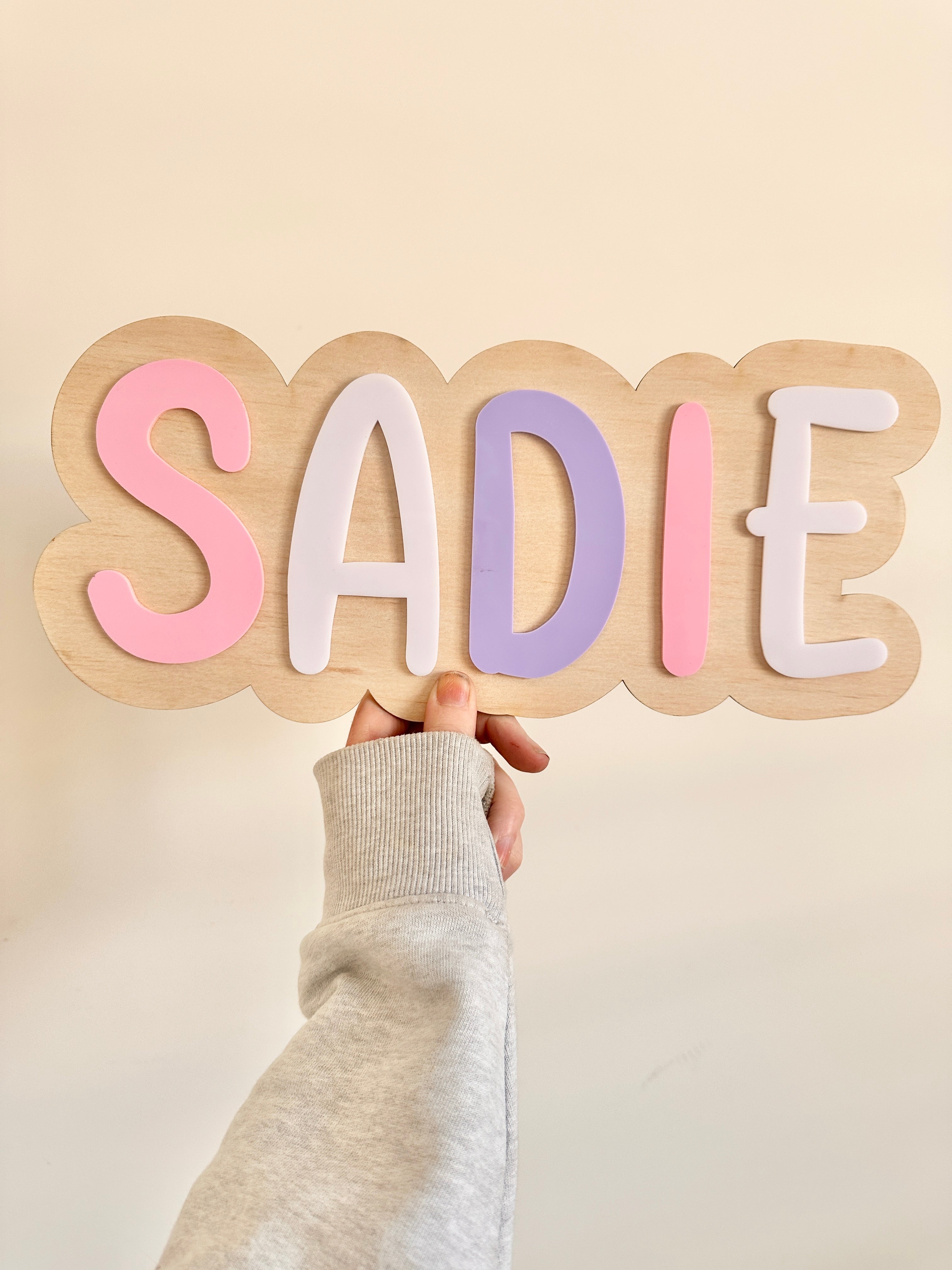 Large Timber Rainbow Name Plaque β Custom Kids Room Decor