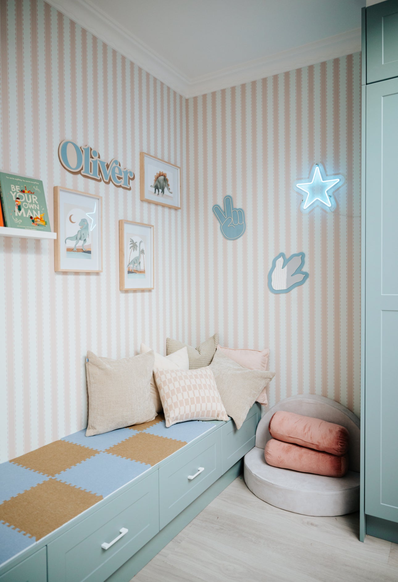 Mavi’s Stripes with a Twist Peel & Stick Kids Wallpaper