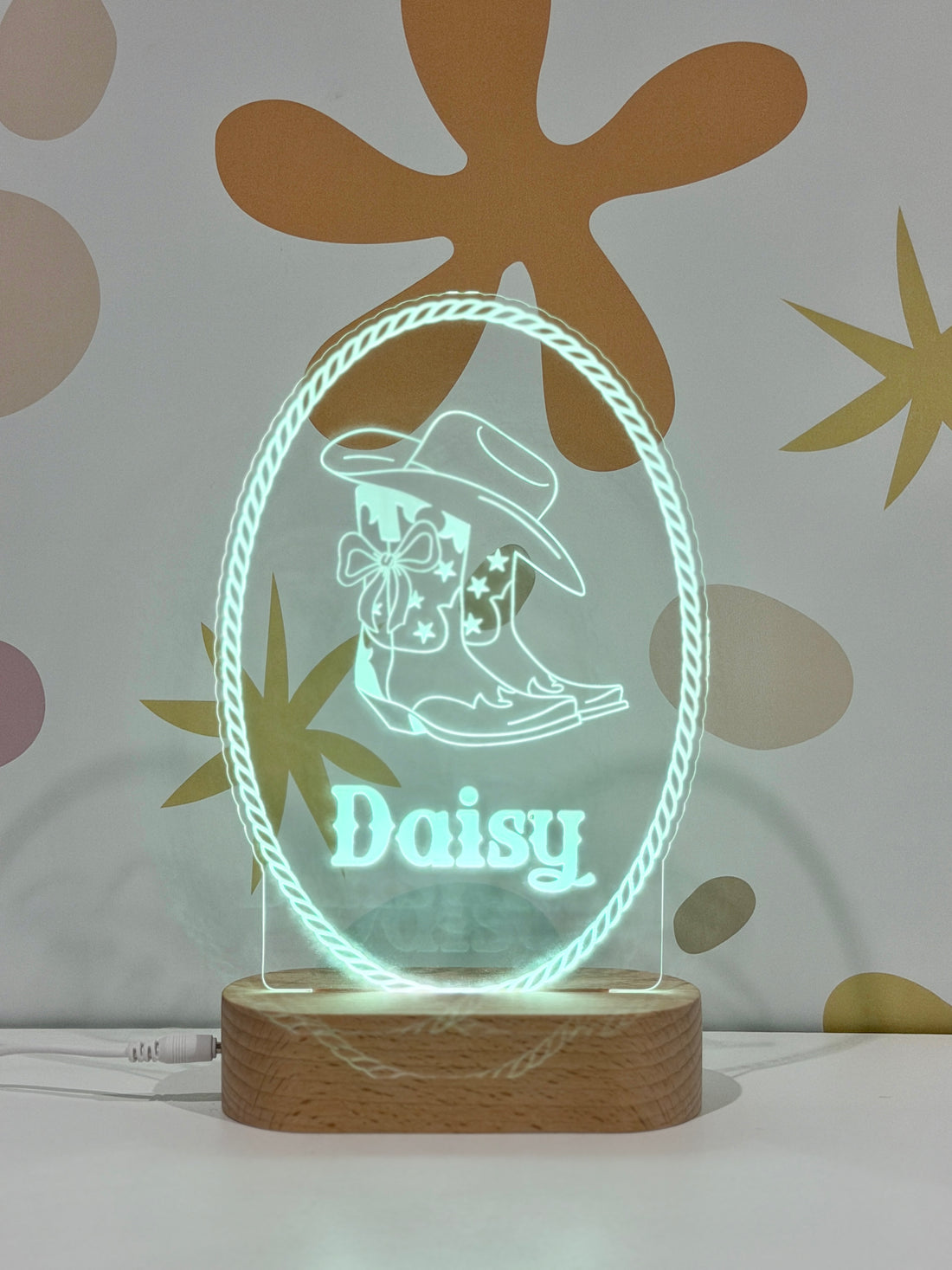 Cowgirl Boot Personalised Night Light