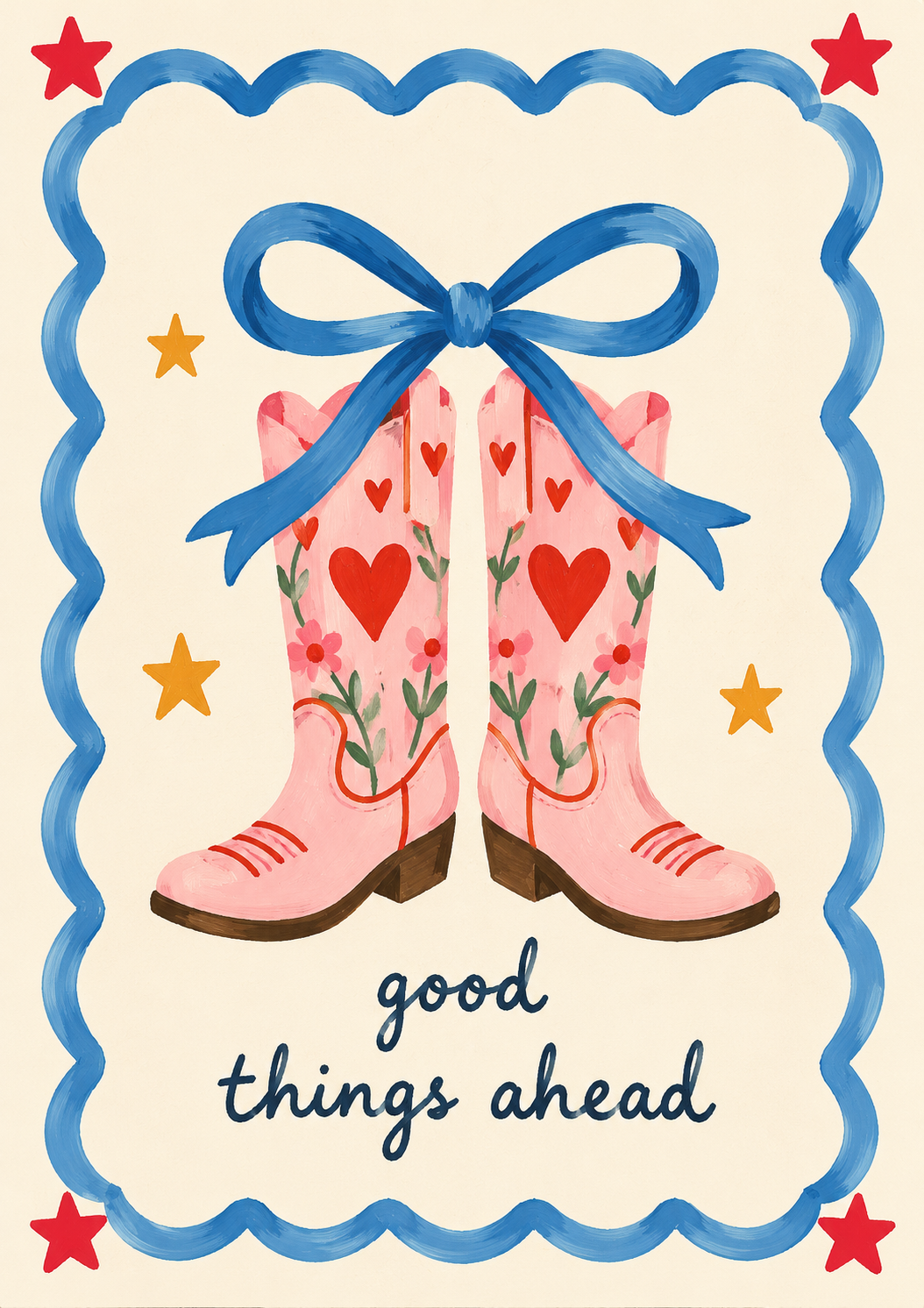 Good Things Ahead | Cowgirl Boots Peel & Stick Art Print