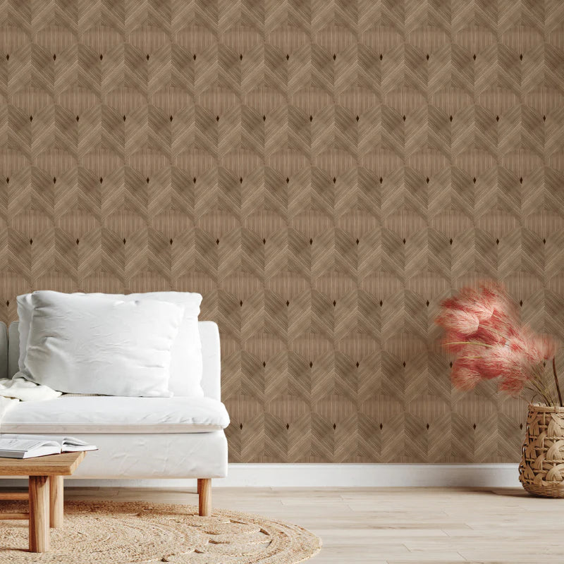 Peel and Stick Timber Panel Wallpaper for Luxe Bedroom Styling