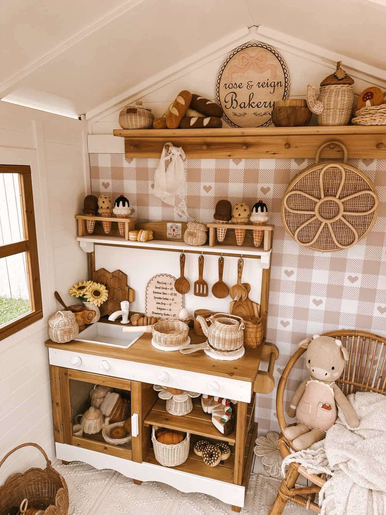 Gingham Wallpaper for Cubby Houses and Play Kitchen Decor