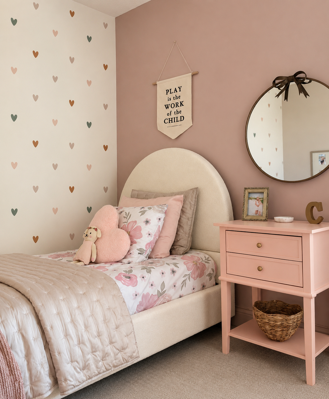 Earthy Hearts Peel & Stick Kids Wallpaper