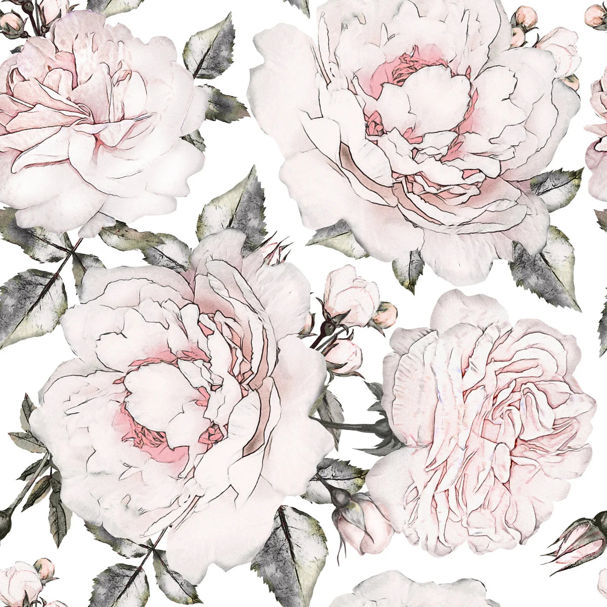 Blooming Peonies Peel & Stick Kids Wallpaper
