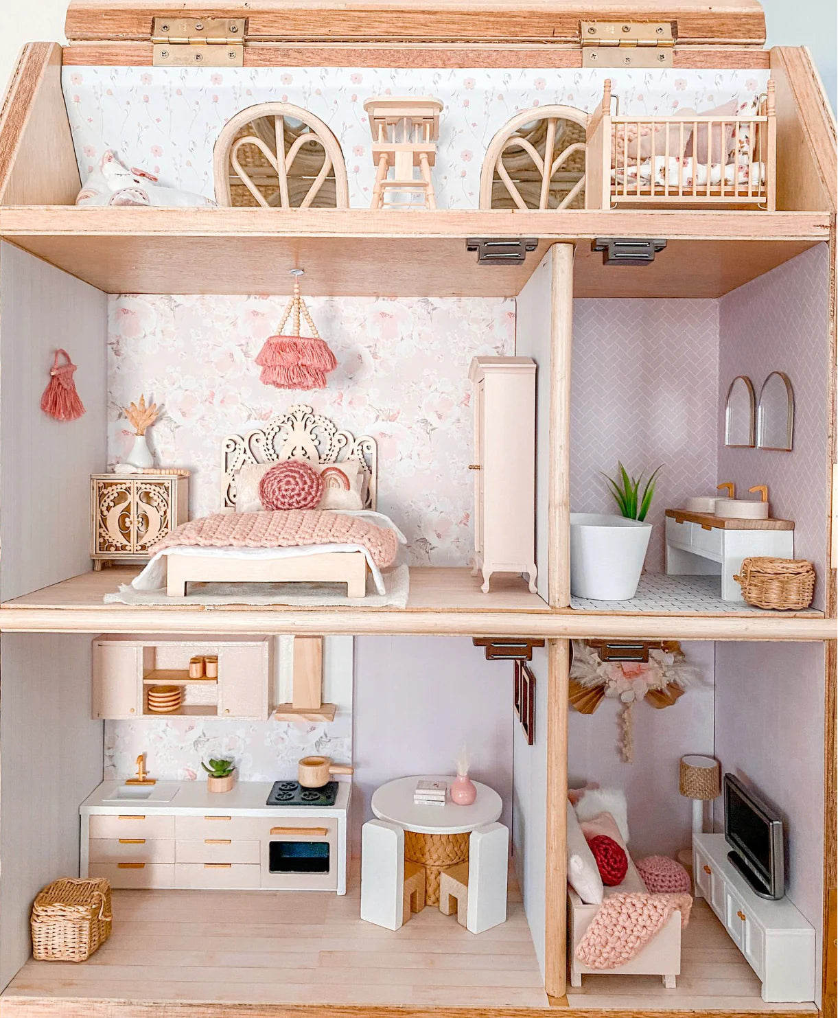 Faux Pine Panel / Wood Flooring – A3 Dollhouse Wallpaper Panel