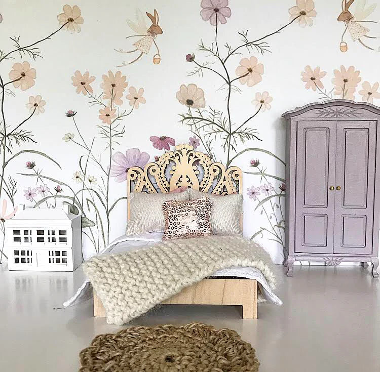 Wildflower Mural with Po – A3 Dollhouse Wallpaper Panel