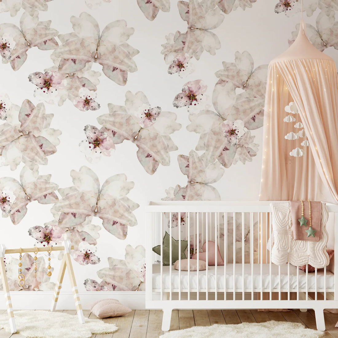 Amelia Peel‑&‑Stick Floral Wallpaper | Kid’s Room