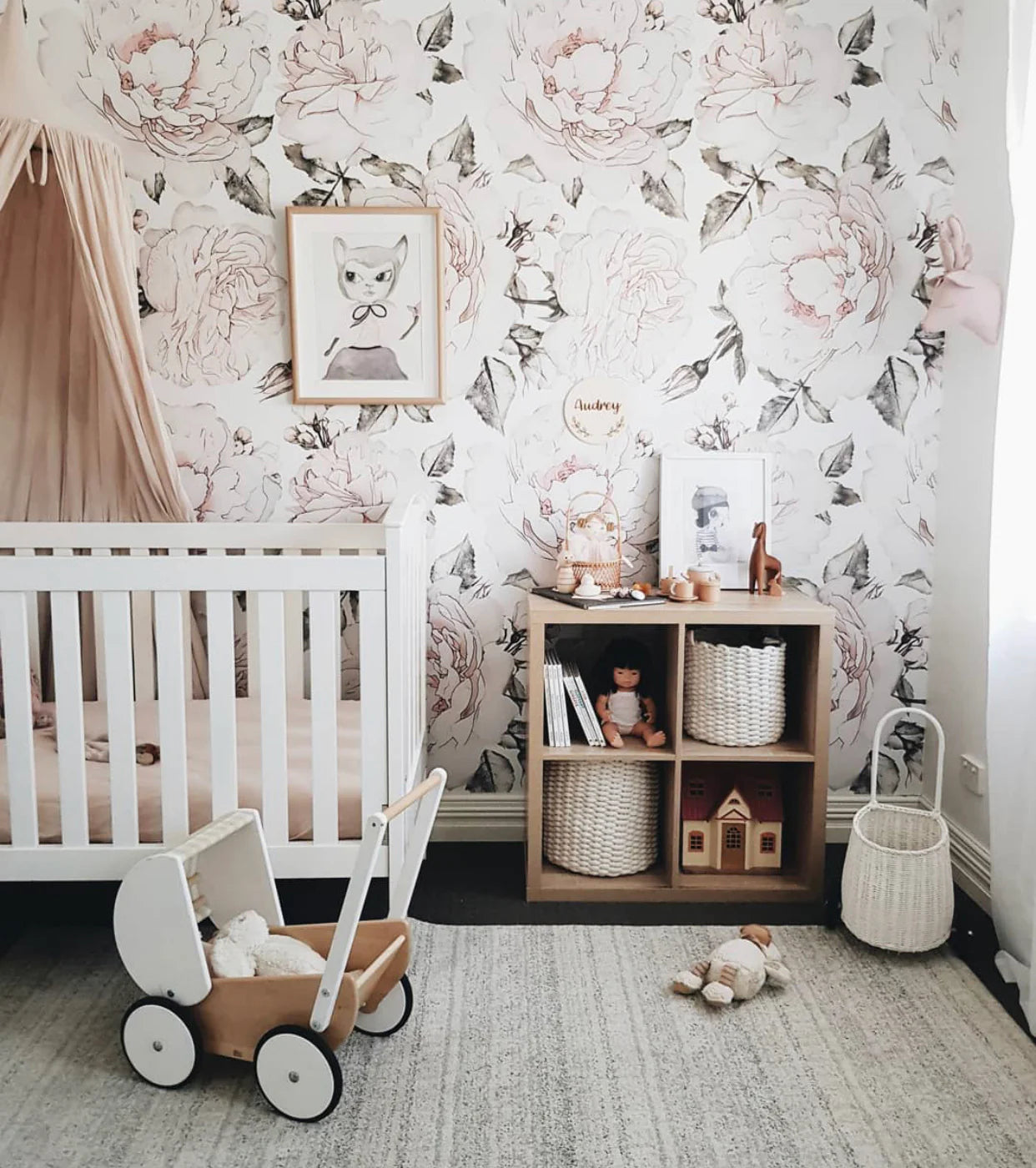 Blooming Peonies Peel & Stick Kids Wallpaper