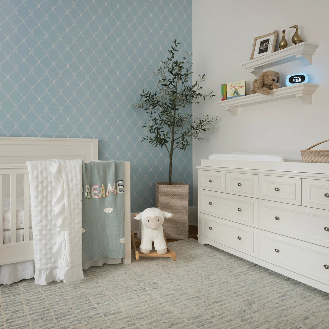 Edward wallpaper by Minnie and Me Interiors styled in a nursery