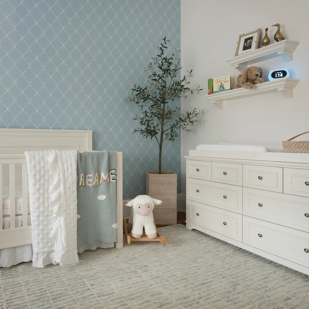 Edward wallpaper by Minnie and Me Interiors styled in a nursery