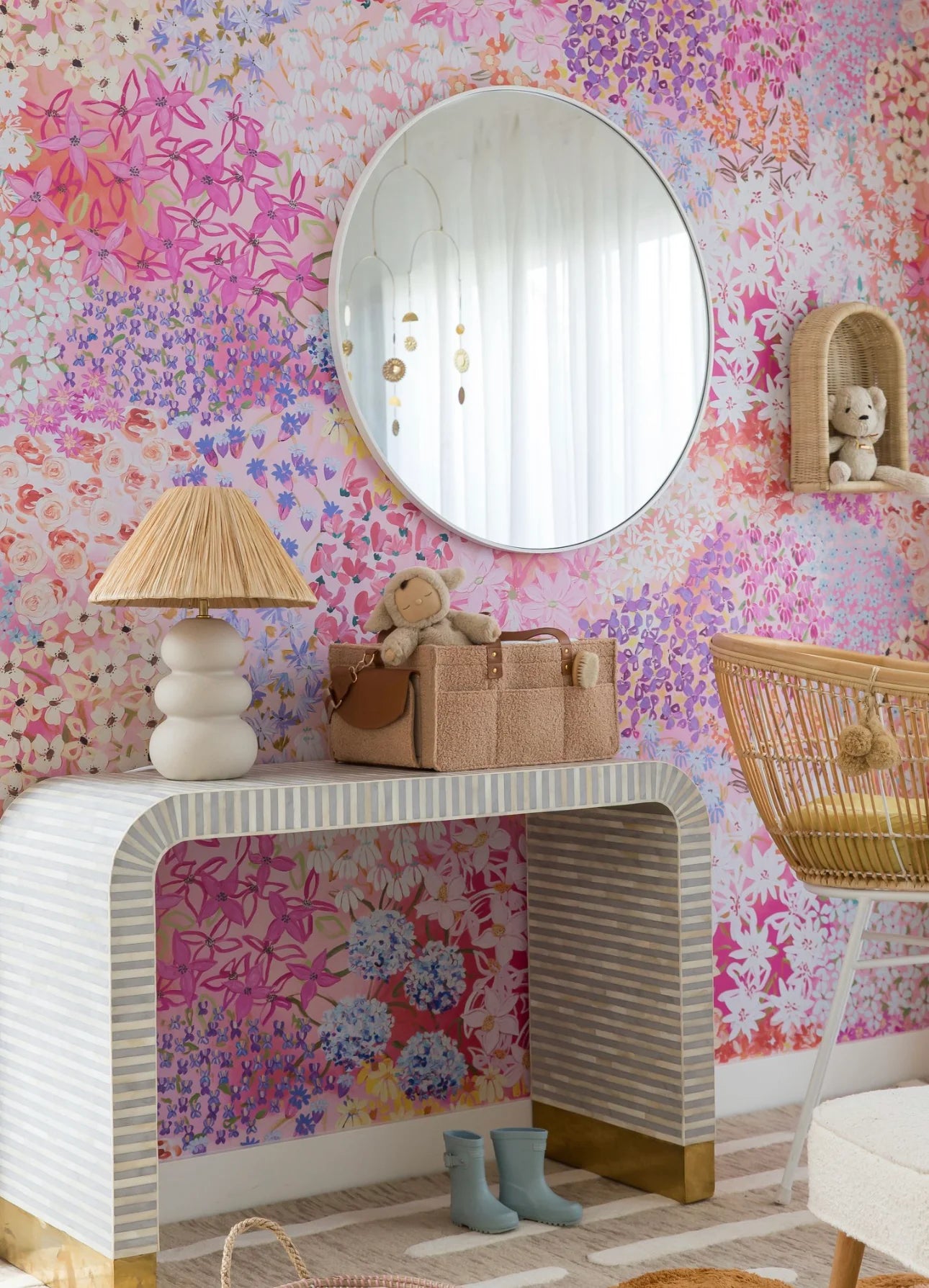 Floral Fantasy Peel & Stick Kids Wallpaper