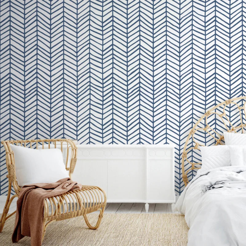 Hand Drawn Herringbone Peel & Stick Kids Wallpaper