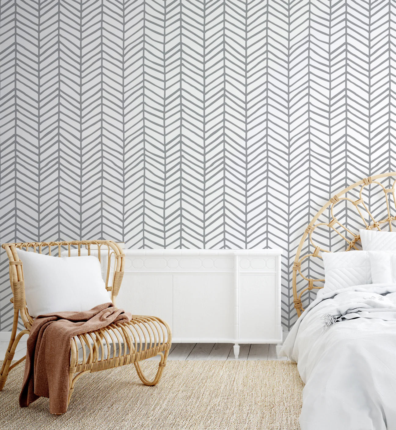 Hand Drawn Herringbone Peel & Stick Kids Wallpaper