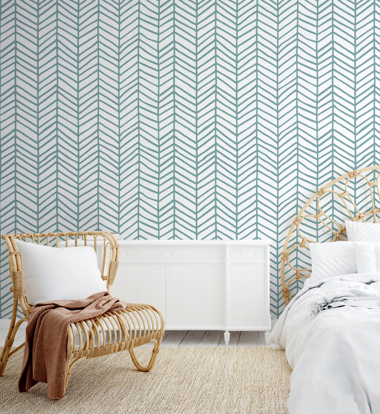 Hand Drawn Herringbone Peel & Stick Kids Wallpaper