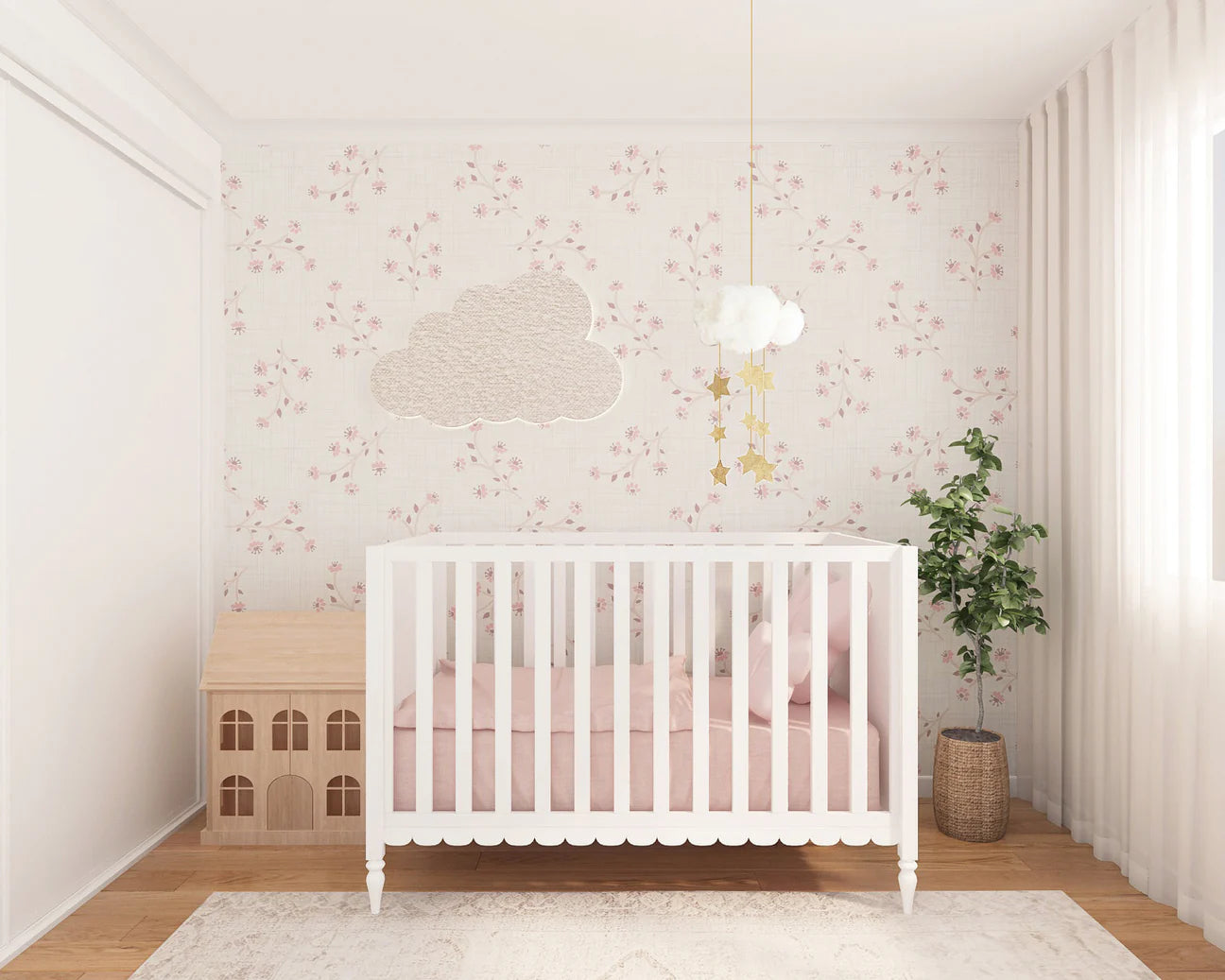 Linen Floral Peel & Stick Kids Wallpaper