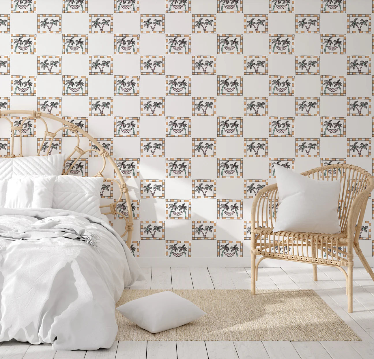 Paradise Hangs Checkers Peel & Stick Kids Wallpaper