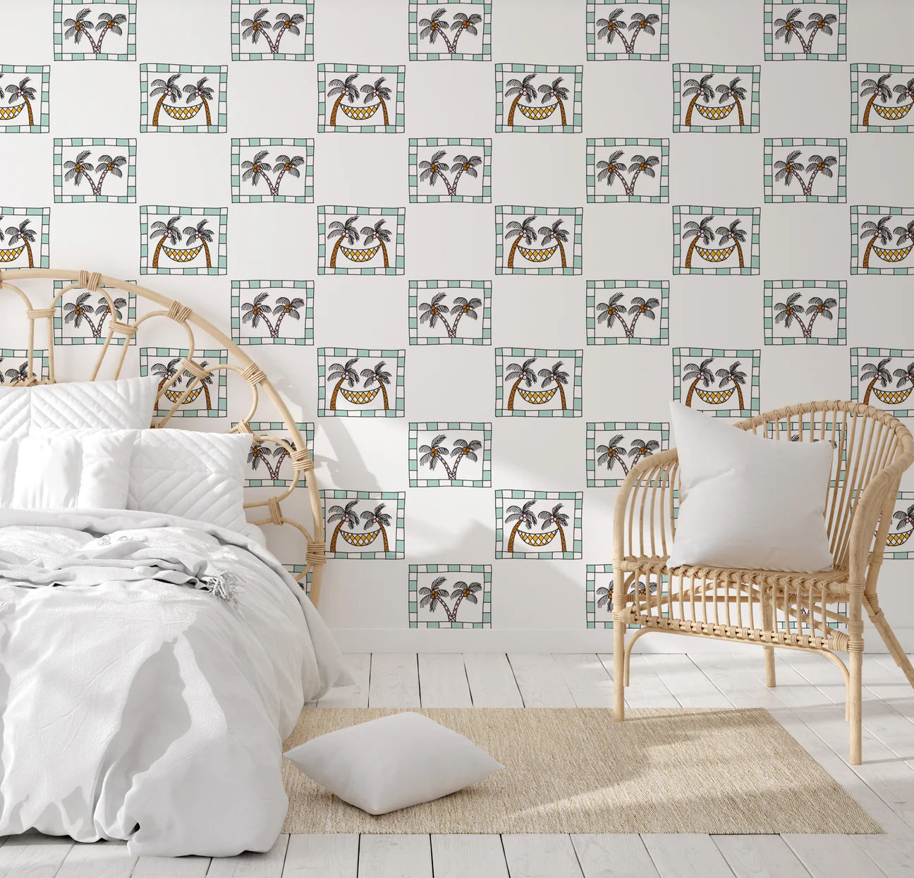 Paradise Hangs Checkers Peel & Stick Kids Wallpaper