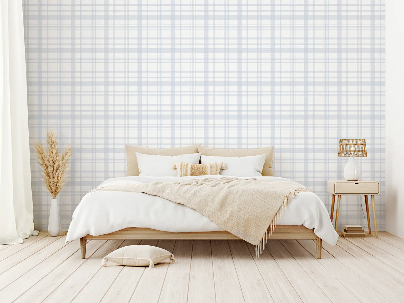 Plaid Gingham Peel & Stick Kids Wallpaper
