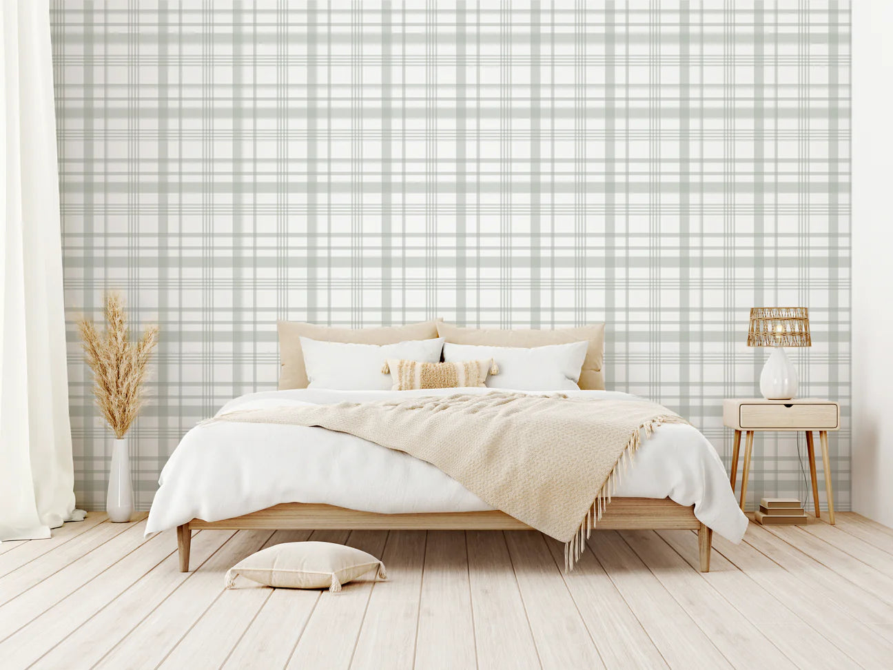 Plaid Gingham Peel & Stick Kids Wallpaper