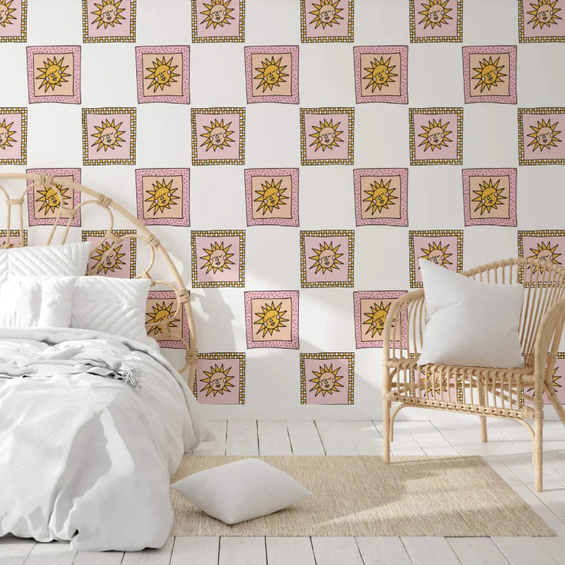 Sun Dreamer Checks Peel & Stick Kids Wallpaper