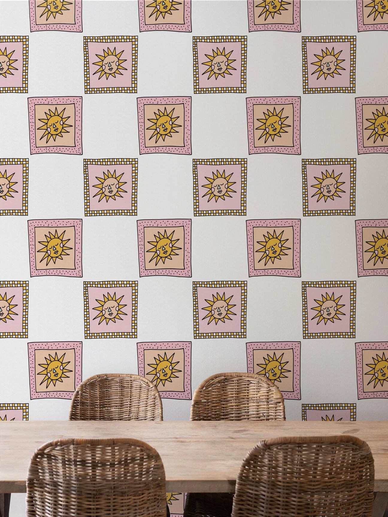 Sun Dreamer Checks Peel & Stick Kids Wallpaper