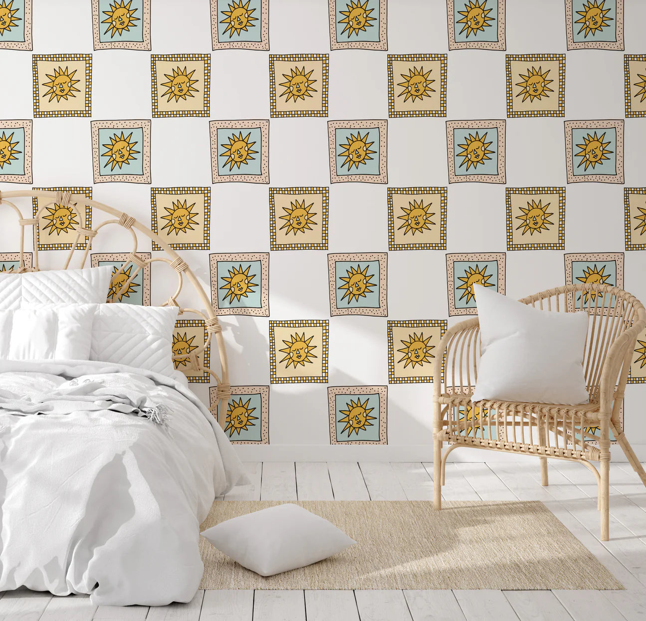 Sun Dreamer Checks Peel & Stick Kids Wallpaper