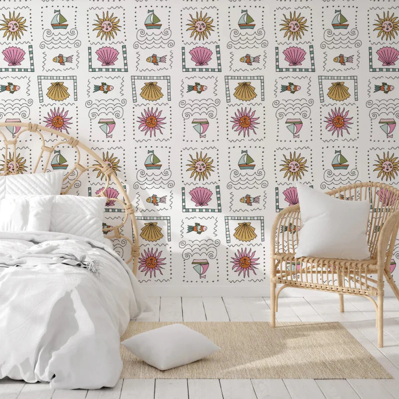 The Sea is Calling Peel & Stick Kids Wallpaper