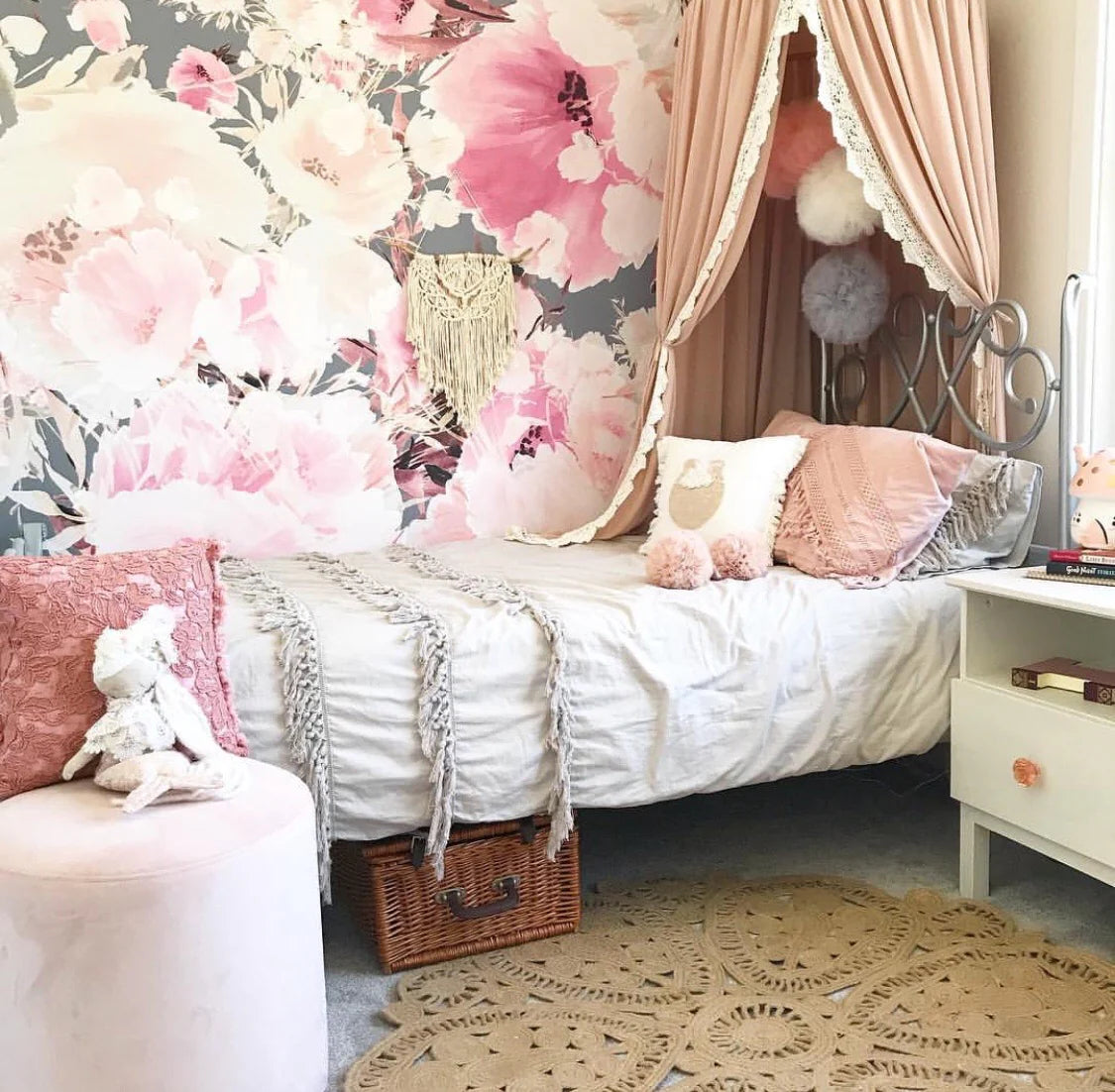 Vintage Floral Peel & Stick Kids Wallpaper