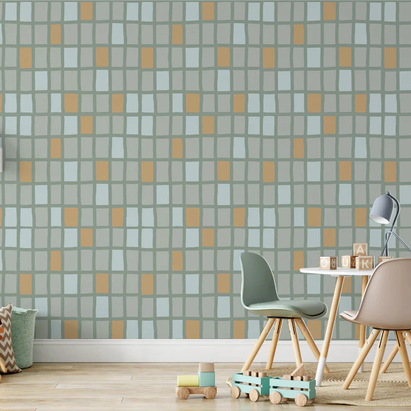 Australian Made Retro Check Wallpaper for Modern Family Homes