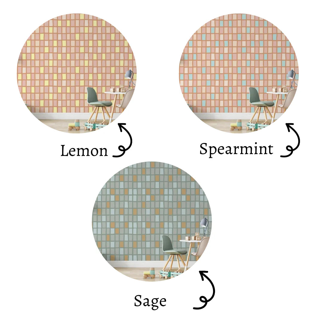 Removable Geometric Wallpaper for Nursery and Bedroom Feature Walls