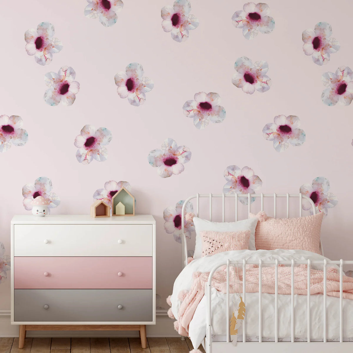 Watercolour Floral Wallpaper for Girls Bedrooms and Nurseries
