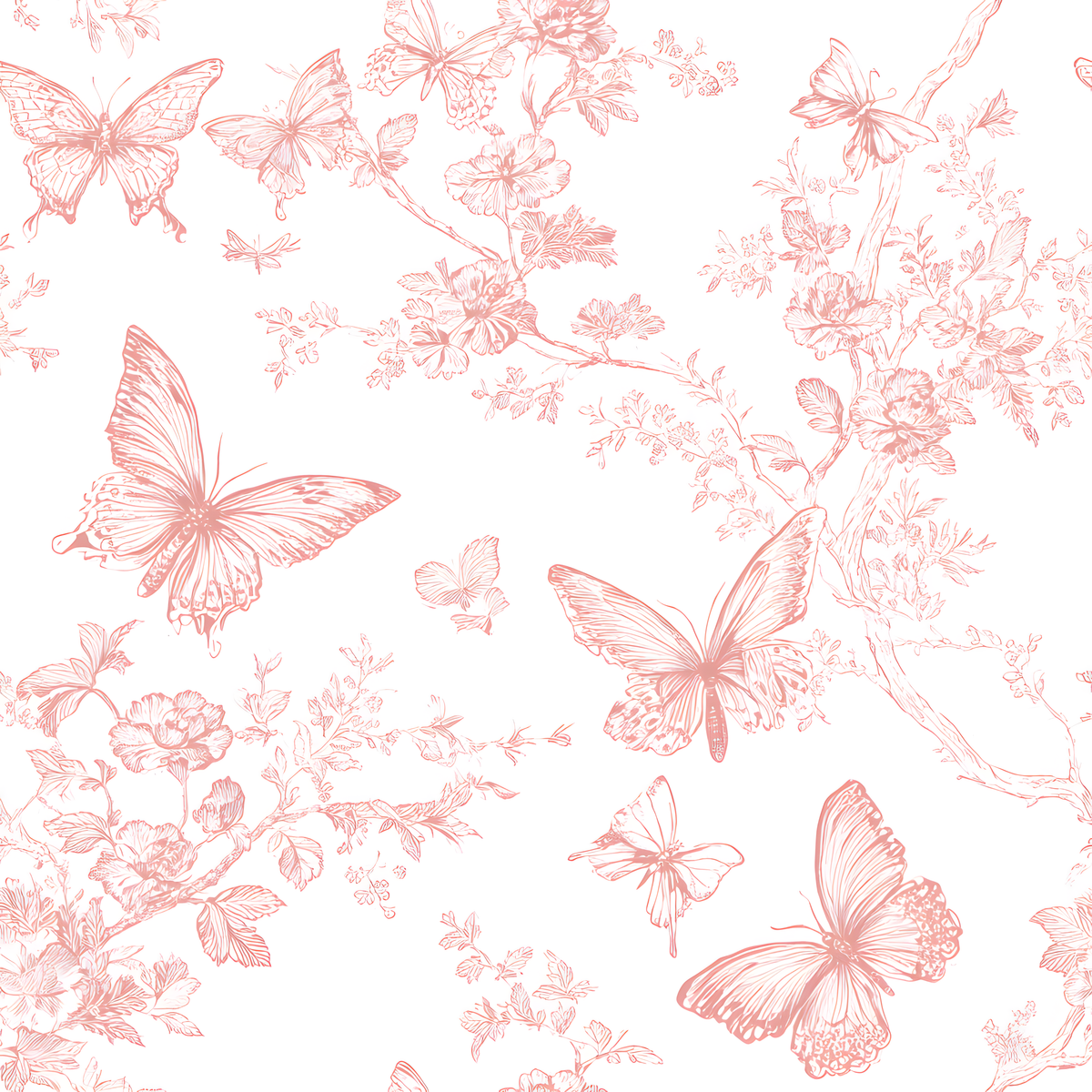 Soft Floral Butterfly Wallpaper for Dreamy Girls Bedroom Feature Walls