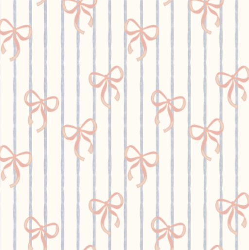 Bow Stripe Wallpaper for Girls Nursery and Bedroom
