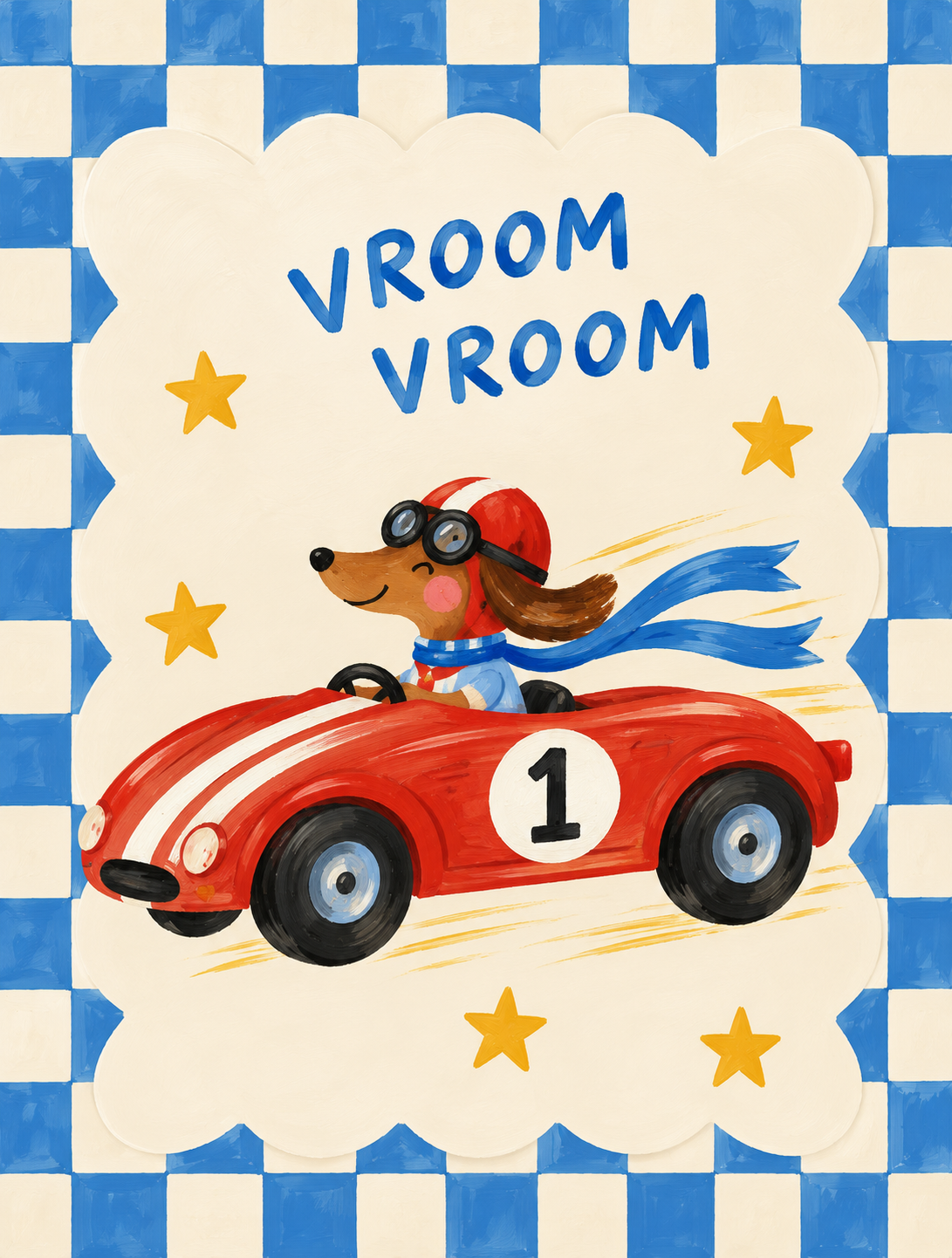 Vroom Vroom | Racing Dachshund Peel & Stick Art Print