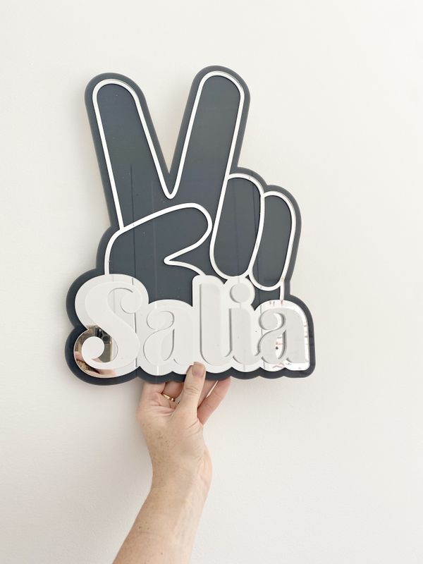 peace sign name plaque