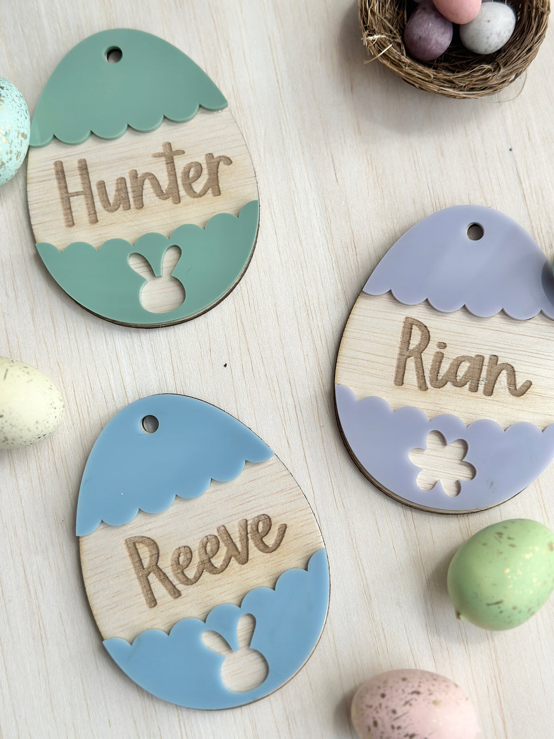 Easter Egg Name Tag – Personalised Wooden-Acrylic Name Tag