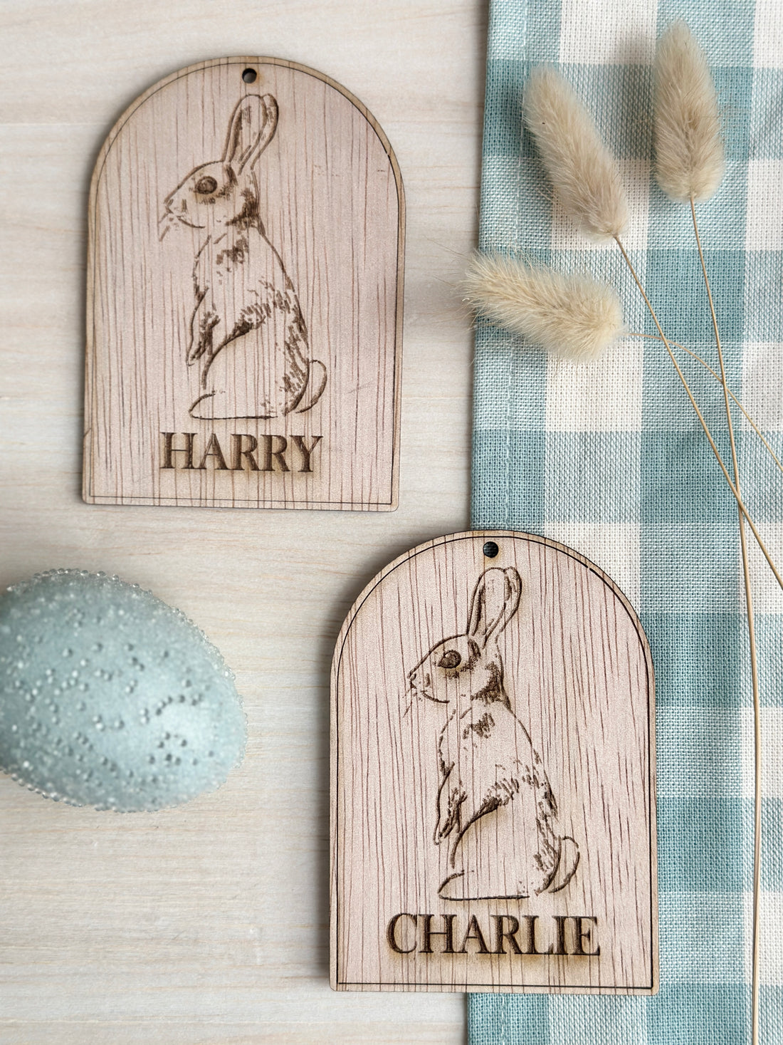 Vintage Engraved Bunny Name Tag